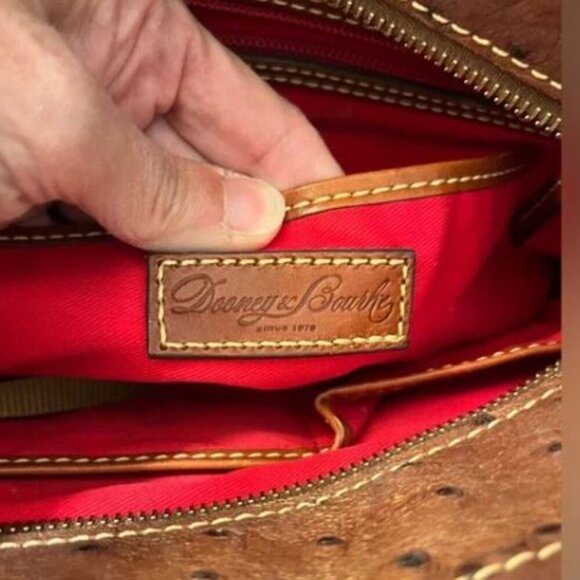 🔥🔥🔥Dooney & Bourke Ostrich collection Lexington Tote tan and brown leather - Picture 11 of 15